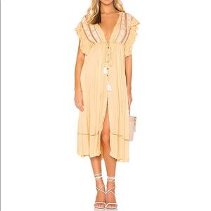 Free People Will Wait For You Maxi dress gauzy embroidered plunge extra small